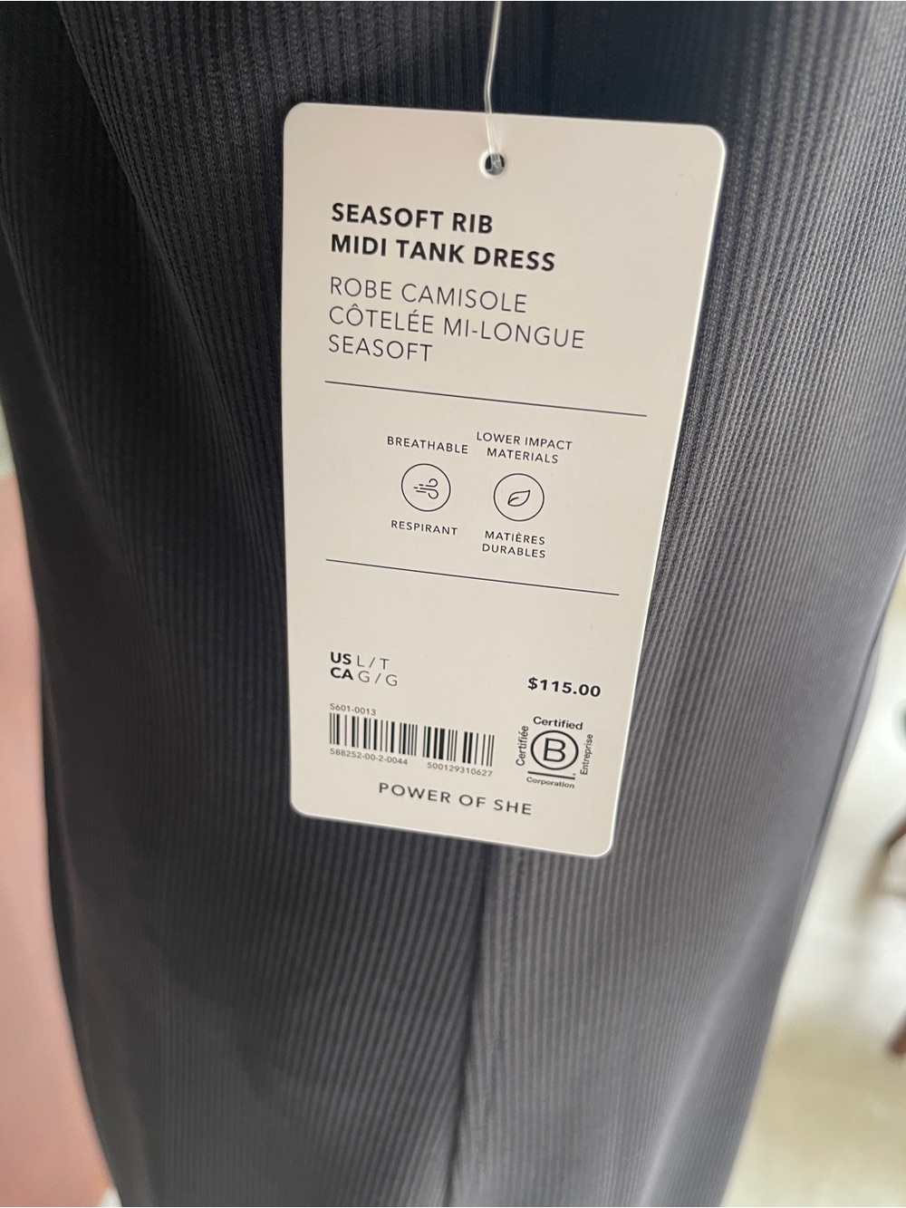Athleta SeaSoft Midi Dress in Navy - sz L tall  - NWT - Picture 6 of 12